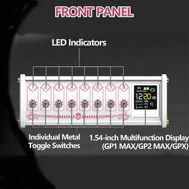 Alt view image 6 of 7 - 8 Port USB Docking Station, 36w Modular USB Hub Power Strip With1.54-inch Color Screen and Individual Switches, 10 Levels Brightness Adjustment Voice Control Function, for Black