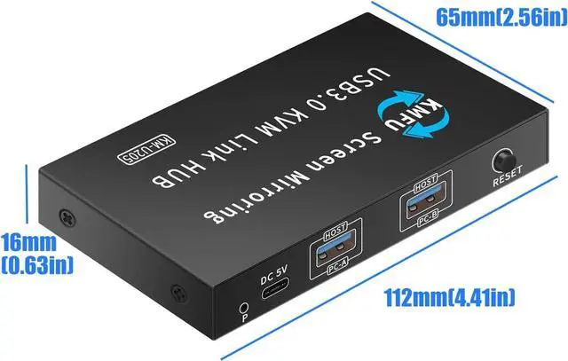 Alt view image 7 of 7 - Metal USB3.0 KVM Switching Hubs for 2 Computers Enables Easy Keyboards and Data Sharing Double Computer Keyset Switcher