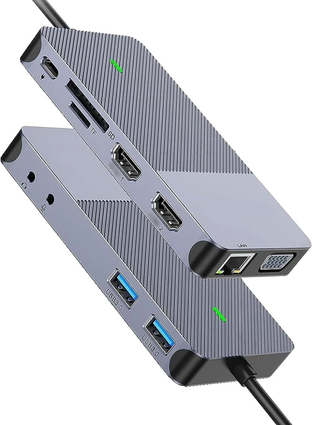Alt view image 2 of 7 - Versatile 11-in-1 USB C Hub with Triple Screen Display and Multiple Connectivity Options for Home Office Use