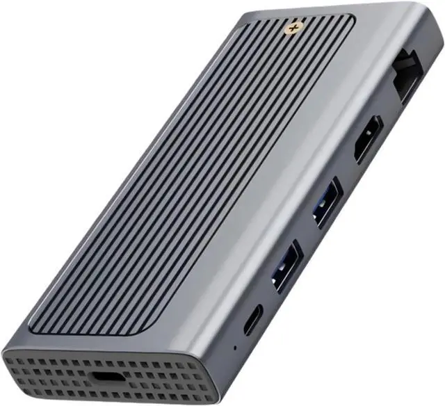Alt view image 3 of 7 - Aluminum Multiport Adapters with 4K HDTV Gigabit Ethernet Fast Charging USB C Hubs for Computer Aluminum Multiport Adapters