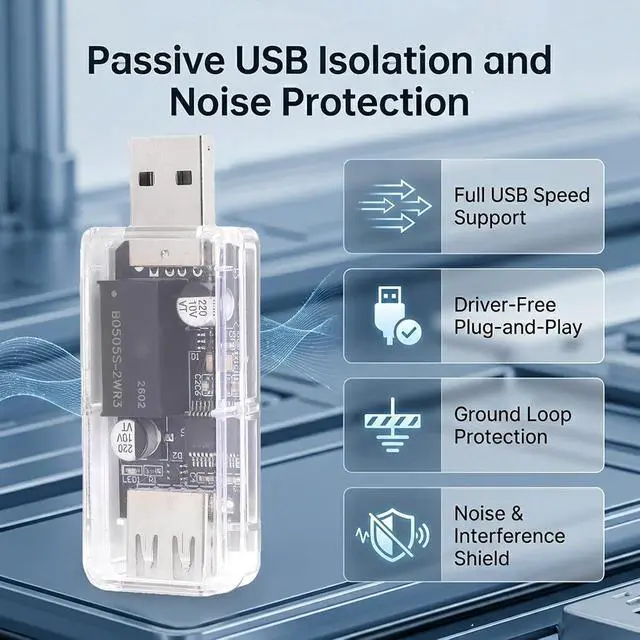 Alt view image 4 of 7 - ASHATA USB Digital Isolator USB 2.0 Isolator Noise with 3.75kV Isolation 480Mbps High Speed for Industrial Control Computers HiFi Audio (Clear)