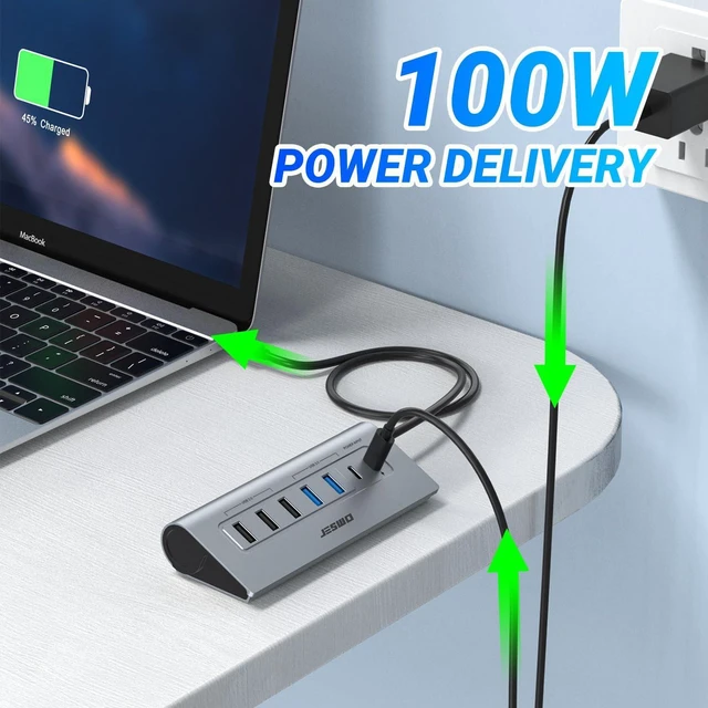 Alt view image 3 of 7 - USB C Hub, JESWO 10-in-1 USB C Hub Multiport Adapter with 4K HDMI, PD 100W, Type-C and 2 USB A 3.0 5Gbps, 3 USB A 2.0, SD/TF Card Reader, Aluminum USB Hub for PC, MacBook Air/Pro iPad Laptop (Gray)