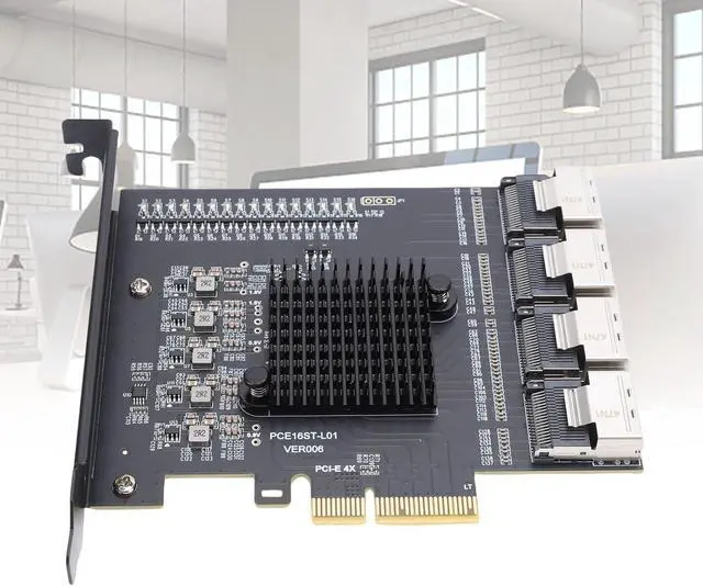 Alt view image 6 of 7 - GOWENIC PCIE to SFF 8087 Adapter, Connects up to 16 Serial ATA 3.0 Hard Drives, with Four MINI SAS Interfaces, for Win 10 11 2003 System