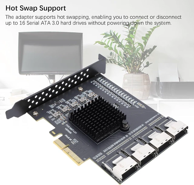Alt view image 2 of 7 - PCIE 4 Port MINI SAS SFF 8087 Expansion Card Ideal for 10 Users Supports 16 3.0 Ports