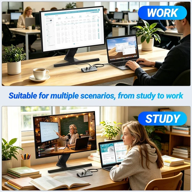 Alt view image 7 of 7 - USB C Hub, JESWO 10-in-1 USB C Hub Multiport Adapter with 4K HDMI, PD 100W, Type-C and 2 USB A 3.0 5Gbps, 3 USB A 2.0, SD/TF Card Reader, Aluminum USB Hub for PC, MacBook Air/Pro iPad Laptop (Gray)
