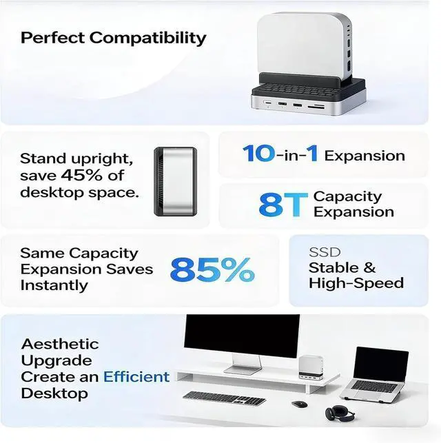 Alt view image 6 of 7 - Professional Expansion Dock for 8TB Enclosure, 4K Video RJ45 Networking, Multiple USB Ports USB Hubs