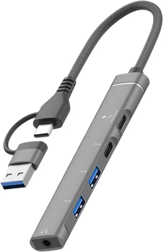 Main image of Type-C to 3.5mm Audio Adapter OTG USB hub to Laptop Universal Computer Docking Station Splitter for pc cmultiport Adapter(Gray)