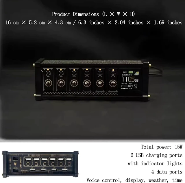 Alt view image 5 of 7 - 6 Ports USB C Splitter, 15W Modular USB Hub Power Strip