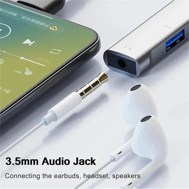 Alt view image 6 of 7 - Type-C to 3.5mm Audio Adapter OTG USB hub to Laptop Universal Computer Docking Station Splitter for pc cmultiport Adapter(Gray)