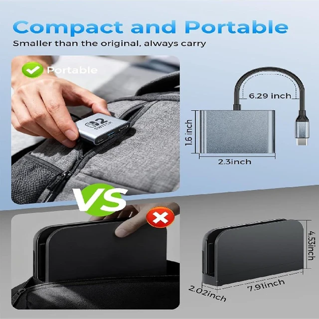 Alt view image 3 of 7 - Quick USB C to Display Adapter Supports 4K At 120Hz and Built in Internet Connection Compatible for Laptop Travel Plug and Play ABS Portable Dock Station