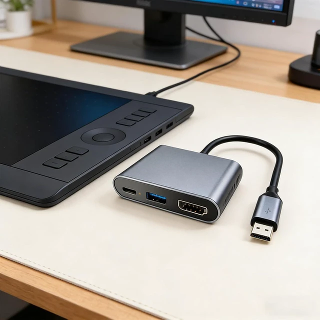 Alt view image 5 of 7 - Quick USB C to Display Adapter Supports 4K At 120Hz and Built in Internet Connection Compatible for Laptop Travel Plug and Play ABS Portable Dock Station