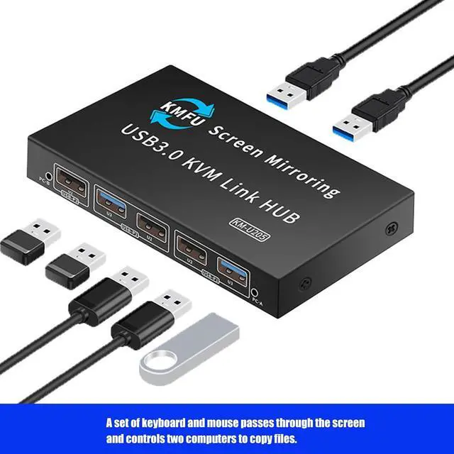 Alt view image 6 of 7 - Plugs and Play USB3.0 KVM Switching Allows Keyboards Control on 2 Computers Simultaneously Double Computer Keyset Switcher