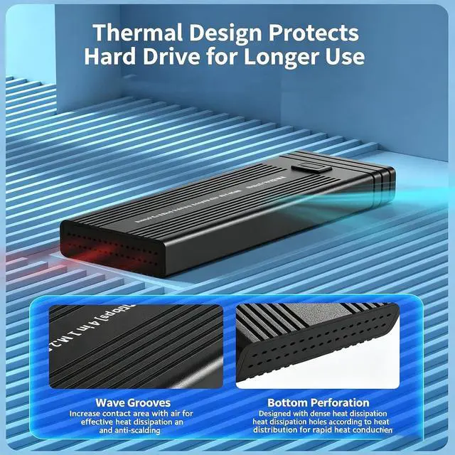 Alt view image 4 of 7 - Portable NVMe SSD Enclosure with USB C 10Gbps and Card Slots for 2230-2280 Drives Fast Speed Drive Dock