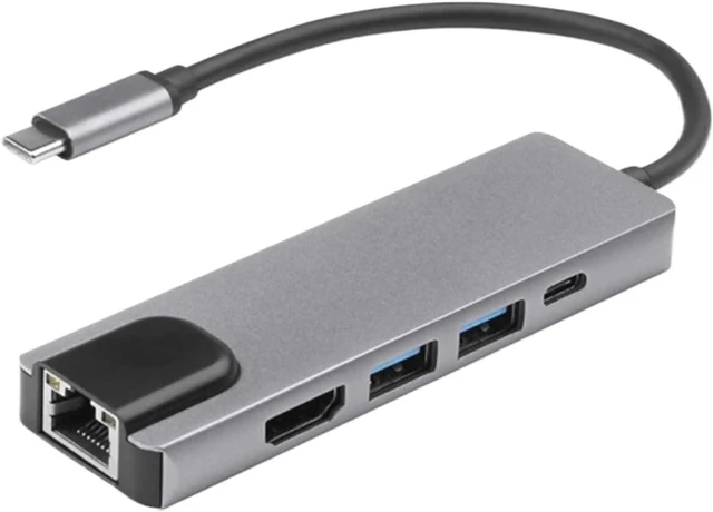 Main image of 5 in 1 Type C Hub Adapter PD Charging with RJ45 Network 100M Ethernet HDMI Port USB C Docking Station for Laptop Computer