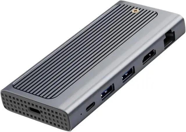 Alt view image 7 of 7 - Aluminum Multiport Adapters with 4K HDTV Gigabit Ethernet Fast Charging USB C Hubs for Computer Aluminum Multiport Adapters