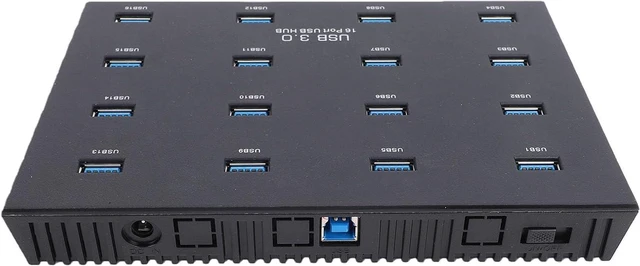 Main image of Qinlorgo 16 Port USB Hub, 5Gbps LED Reminder Plug & Play 16 Ports Simultaneous OperationPowered USB Hub 3.0 with 15 Micro Storage Card Readers Rack Mount for Desktop PCs (US Plug)