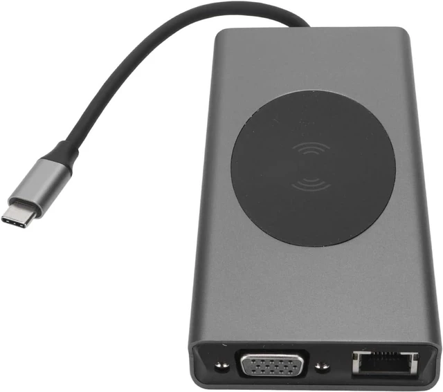 Main image of 15 in 1 High Definition Docking Station for Computer Laptop Gray Aluminum Alloy Shell (Grey)
