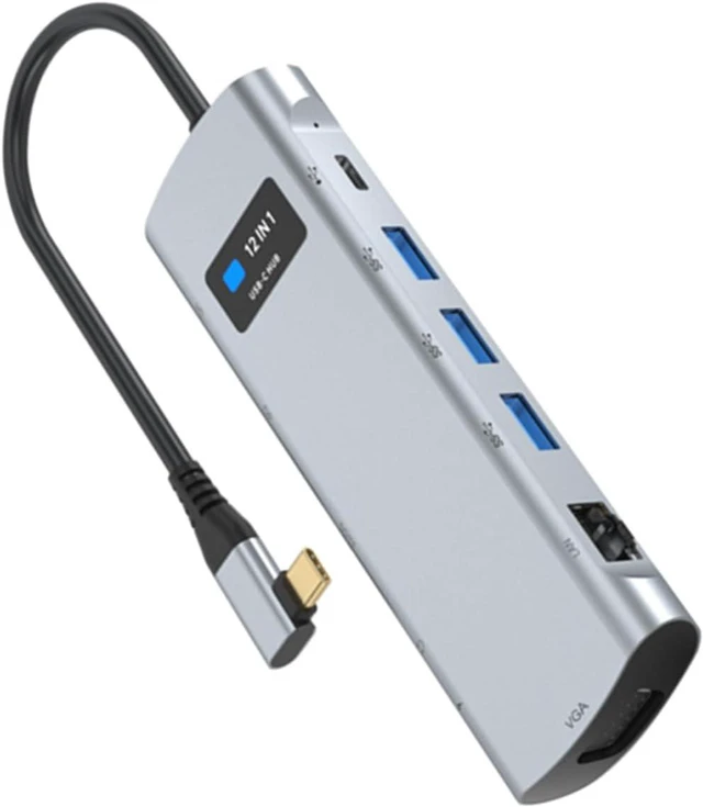 Alt view image 4 of 7 - USB C Hub 12 in 1, Triple Display Docking Station with 4K DisplayPort VGA, 3 USB 3.0 Ports, 1000M Ethernet, SD TF Card Reader, PD Charging 100W, Audio Jack for