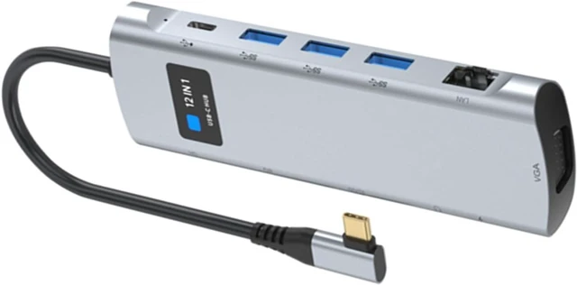Alt view image 7 of 7 - USB C Hub 12 in 1, Triple Display Docking Station with 4K DisplayPort VGA, 3 USB 3.0 Ports, 1000M Ethernet, SD TF Card Reader, PD Charging 100W, Audio Jack for
