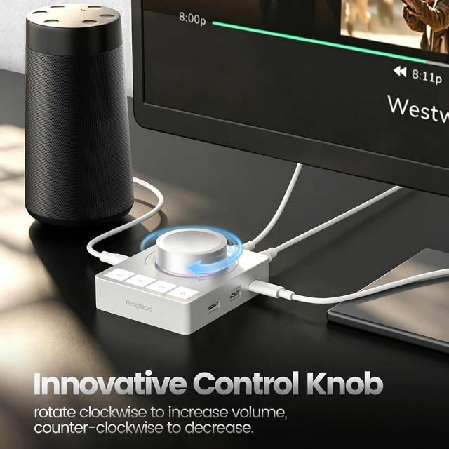 Alt view image 4 of 6 - MOGOOD Knob USB C Hub 9-in-1 Docking Station,Multiport Hub,1 Pack Highy ABS
