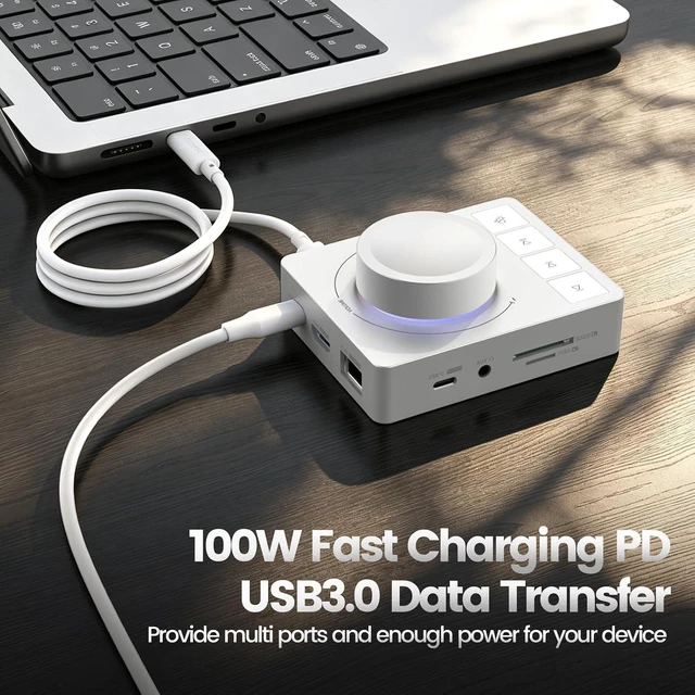 Alt view image 5 of 6 - MOGOOD Knob USB C Hub 9-in-1 Docking Station,Multiport Hub,1 Pack Highy ABS