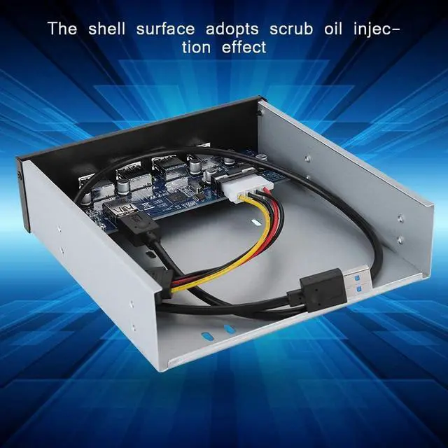 Alt view image 4 of 7 - USB 3.0 Front Panel Hub, PCI - E to 4 - Port USB 3.0 Expansion Bracket with Optical Drive Bay Mount, Aluminum Alloy Front Panel for Desktop PC Chassis
