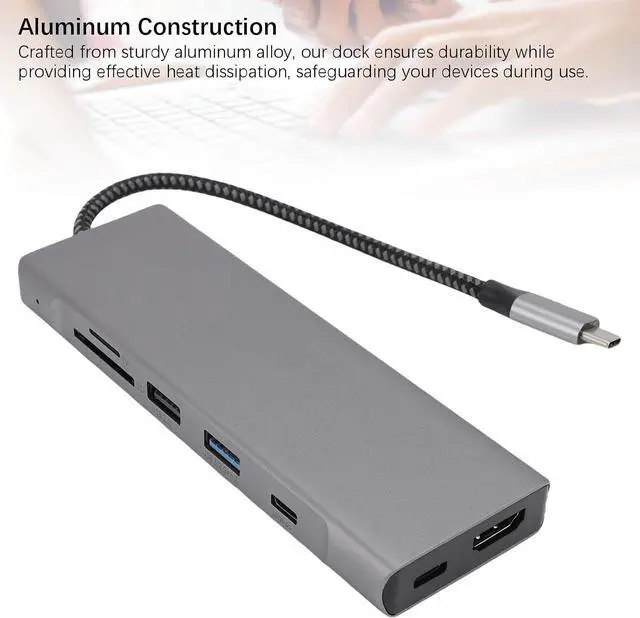 Alt view image 6 of 7 - USB Hub 8 Ports, 8 in 1 Aluminum High - Speed USB C Splitter Hub for PC, Laptop, Desktop, Computer, Support for 4K Video Output for Home, Office, Study