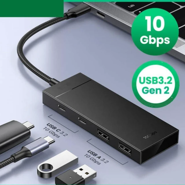 Alt view image 2 of 4 - USB C Hub with 4 USB Ports Including USB C and USB A Ports Supporting 10Gbps Data Transfer USB 32 Gen2 Compatible with Laptop Models Similar to Pro and Air