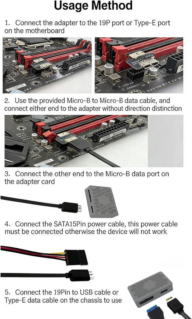Alt view image 5 of 7 - ordinarYone 5Gbps USB3.2 GEN1 Double Port Host 19Pin Type E USB Adapter Expansion Card Mount Adapter PH7831G/PH7832G For Hardware