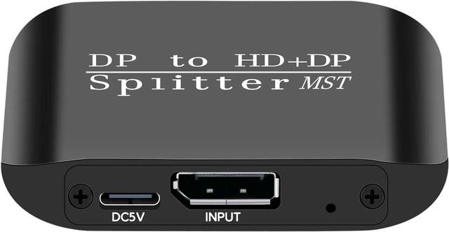 Alt view image 2 of 7 - Video Splitter DP to HDMI and DP, Dual Monitor Adapter, 4K60Hz, Compact 7.7x5.5x2cm - High Resolution, and Support, Ideal for Laptop and Ultrabook
