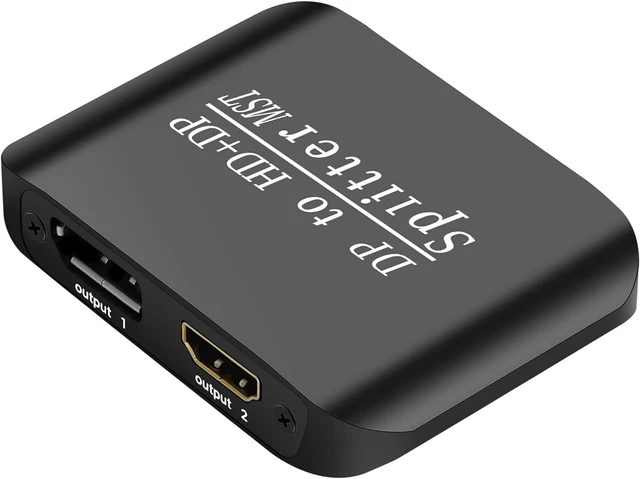 Alt view image 3 of 7 - Video Splitter DP to HDMI and DP, Dual Monitor Adapter, 4K60Hz, Compact 7.7x5.5x2cm - High Resolution, and Support, Ideal for Laptop and Ultrabook