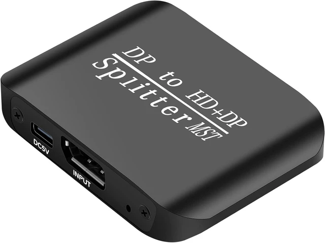 Alt view image 4 of 7 - Video Splitter DP to HDMI and DP, Dual Monitor Adapter, 4K60Hz, Compact 7.7x5.5x2cm - High Resolution, and Support, Ideal for Laptop and Ultrabook