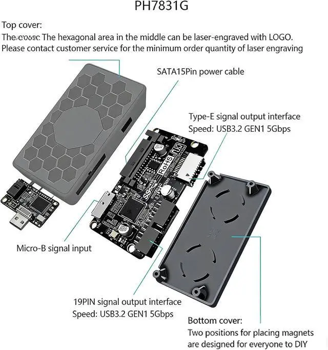 Alt view image 3 of 7 - ordinarYone 5Gbps USB3.2 GEN1 Double Port Host 19Pin Type E USB Adapter Expansion Card Mount Adapter PH7831G/PH7832G For Hardware