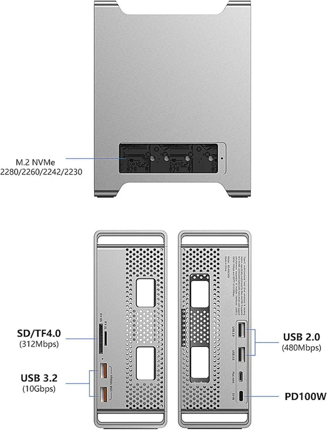 Alt view image 3 of 7 - USB Three Fraction Center for Computer Tiny Expert with/Transfer Card Slot 8TB Assist and Outlet Play Plan NVMe Pen for Computer Tiny