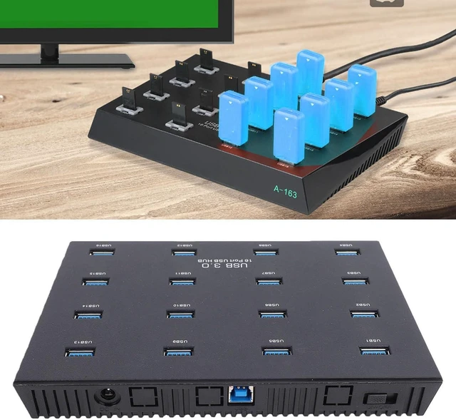 Alt view image 3 of 7 - USB 3.0 Hub 16 Port, Industrial Grade USB Hub with 5Gbps Data Transfer and Short Circuit Protection, for Flash Drive Card Reader Micro Storage Card (US Plug)