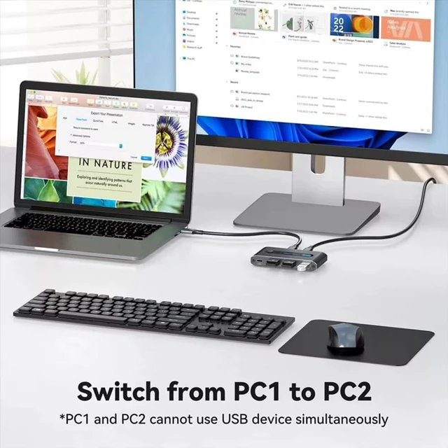Alt view image 3 of 7 - USB Switcher 2 Port USB-C Interface for Two Computers to Share 4 USB 3.2 Ports(10 Gbps)- Supports Devices Like for Keyboard, Mouse, Printer, Webcam for Desktop Control