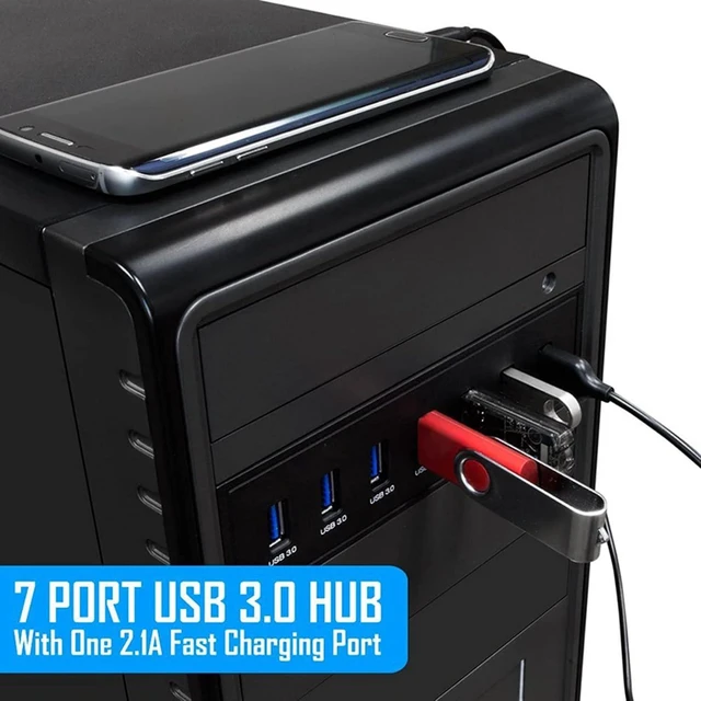 Alt view image 2 of 7 - 5X 7 Port USB 3.0 Hub 5Gbs 5.25Inch CD-ROM Drive Bay CD ROM Front Panel for Computer Case+USB 3.0 19-Pin Header