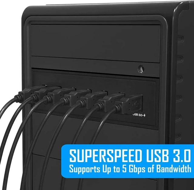 Alt view image 3 of 7 - 5X 7 Port USB 3.0 Hub 5Gbs 5.25Inch CD-ROM Drive Bay CD ROM Front Panel for Computer Case+USB 3.0 19-Pin Header