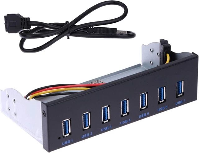Alt view image 7 of 7 - 5X 7 Port USB 3.0 Hub 5Gbs 5.25Inch CD-ROM Drive Bay CD ROM Front Panel for Computer Case+USB 3.0 19-Pin Header