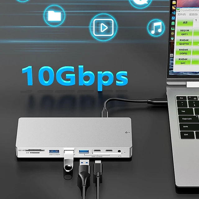 Alt view image 2 of 7 - 14 in 1 USB C Hubs with 4K HDTV 100WPD Charging Gigabit Ethernet USB 3.2 for Laptop