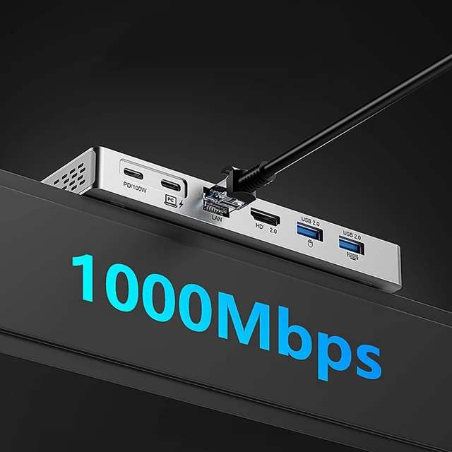 Alt view image 5 of 7 - 14 in 1 Type C Hubs with 100W Power HDTV 4K 60Hz USB 3.2 Ethernet for Laptop Card Reader Dock