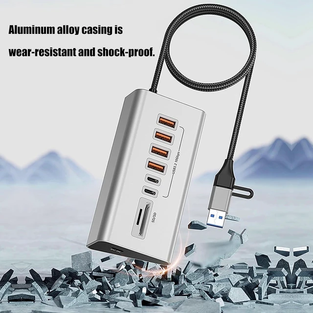 Alt view image 4 of 7 - USB C Hubs Adapter Aluminum Alloy Builts SDTF Card Reader 3.2 Fast Speed Data Transfer for Laptop Notebook Aluminum Alloy C Adapter