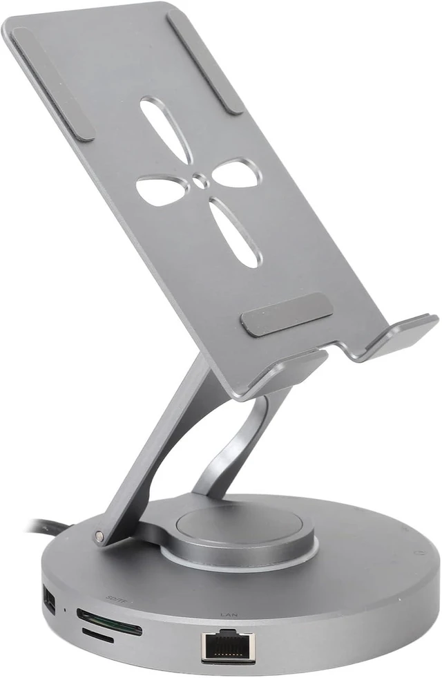 Alt view image 3 of 7 - Sorandy USB C Hub Tablet Stand, 360° Rotating USB 3.0 C Hub, Swivels Stand with High Speed Transfer, Ideal for Laptops, Tablets & Gaming