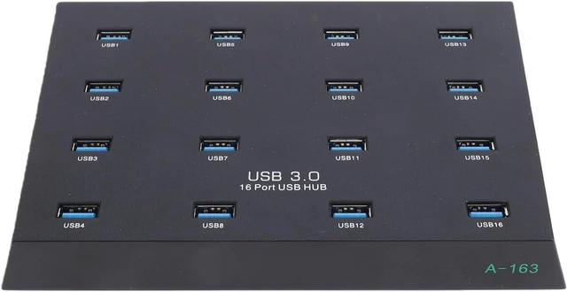 Main image of GOWENIC USB 3.0 Hub 16 Port, 5Gbps Data Transfer Industrial Grade USB Hub with Short Circuit Protection, for Flash Drive Card Reader Memory Card Hard Drive (US Plug)