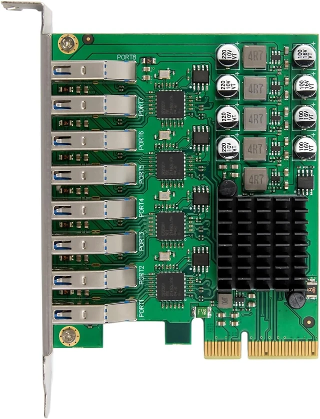 Alt view image 3 of 7 - 8 Port PCIe USB 3.2 Hub Card Easy Installation Plug and Play PCIe USB Adapter