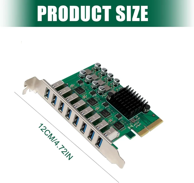 Alt view image 4 of 7 - 8 Port PCIe USB 3.2 Hub Card Easy Installation Plug and Play PCIe USB Adapter