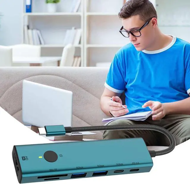 Alt view image 3 of 7 - USB C Hub, USB 3.0 Docking Station, 7 Ports 4K Portable with Sleep Function 5Gbps Screen for PC Laptop Computer