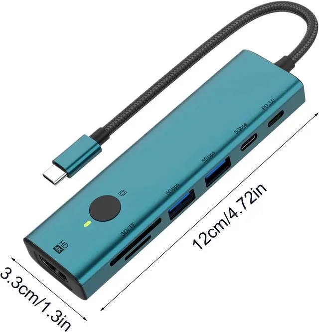 Alt view image 5 of 7 - USB C Hub, USB 3.0 Docking Station, 7 Ports 4K Portable with Sleep Function 5Gbps Screen for PC Laptop Computer