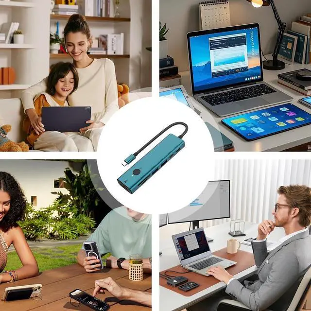 Alt view image 4 of 7 - USB C Hub, USB 3.0 Docking Station, 7 Ports 4K Portable with Sleep Function 5Gbps Screen for PC Laptop Computer