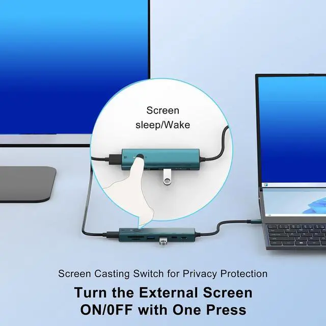 Alt view image 2 of 7 - USB C Hub, USB 3.0 Docking Station, 7 Ports 4K Portable with Sleep Function 5Gbps Screen for PC Laptop Computer